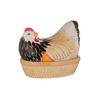 Decorative chicken-shaped container on a white background
