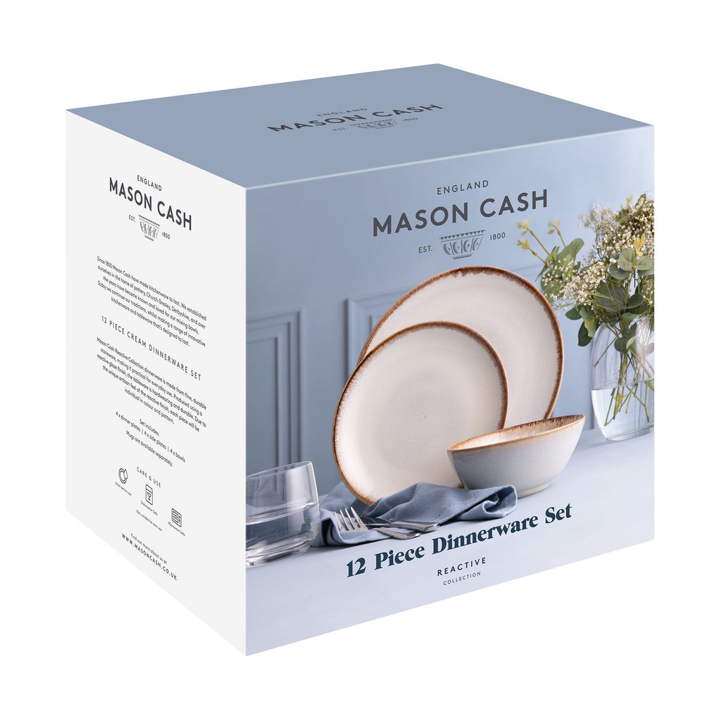 Reactive Glaze Cream 12 Piece Dinner Set