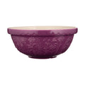 Purple ceramic bowl with floral patterns on a white background