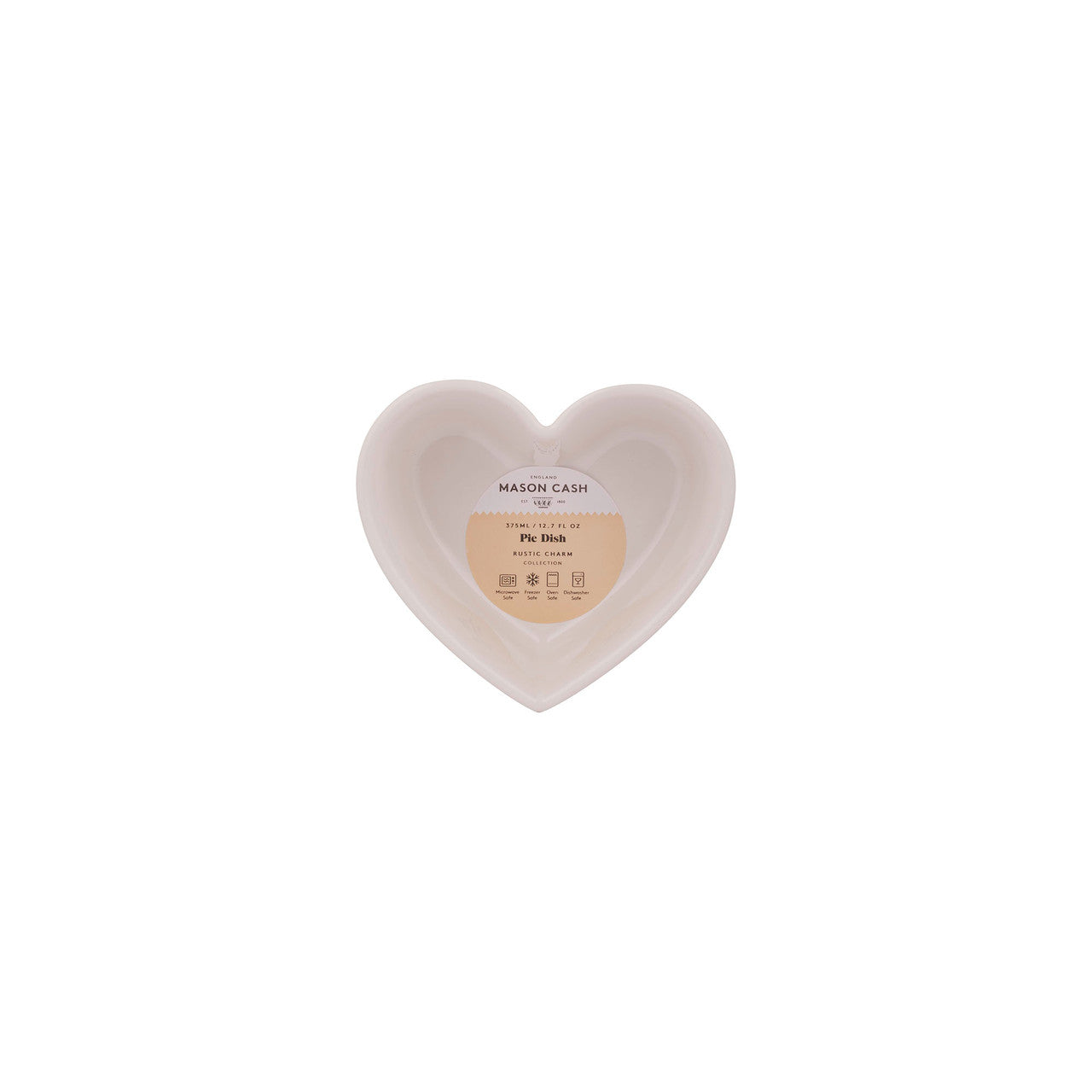 Heart-shaped ceramic dish with 'Mason Cash' branding on a white background