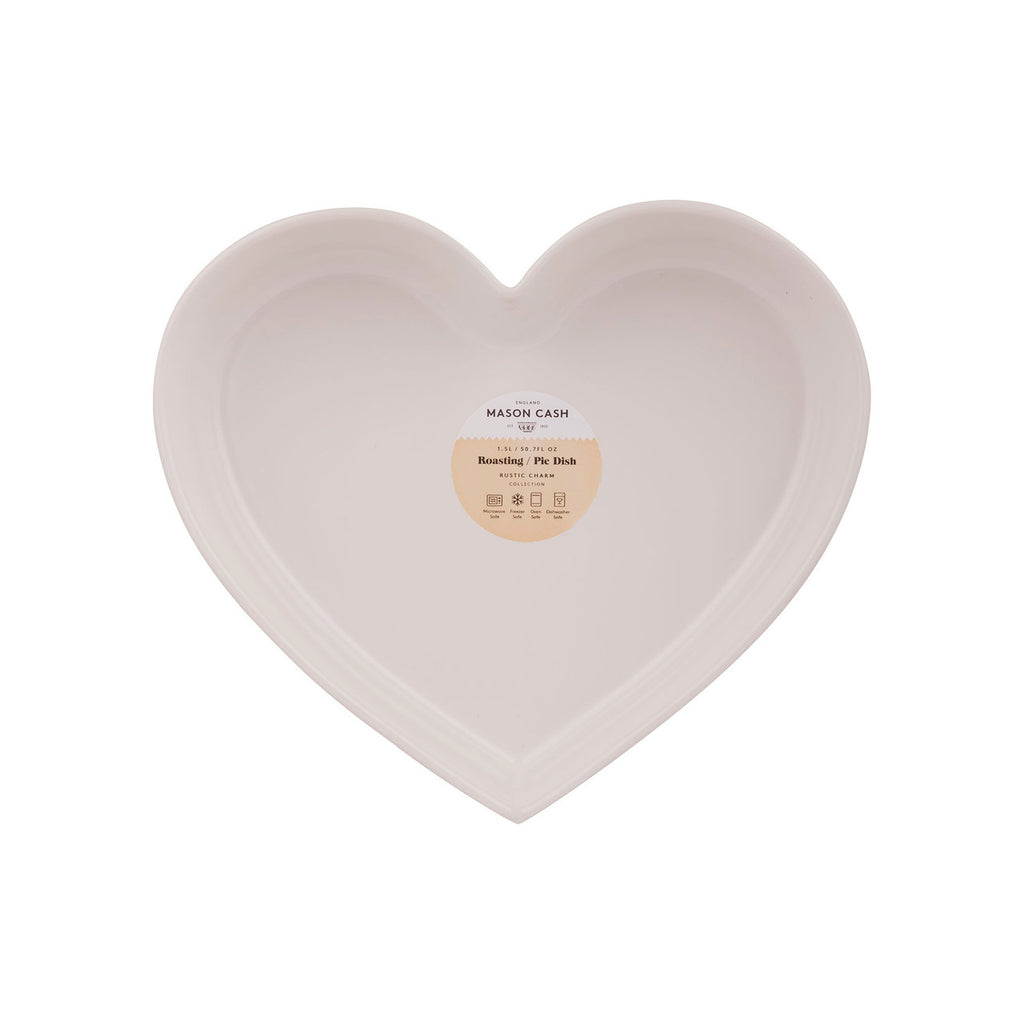 Heart-shaped plate with 'Mason Cash' branding on a white background