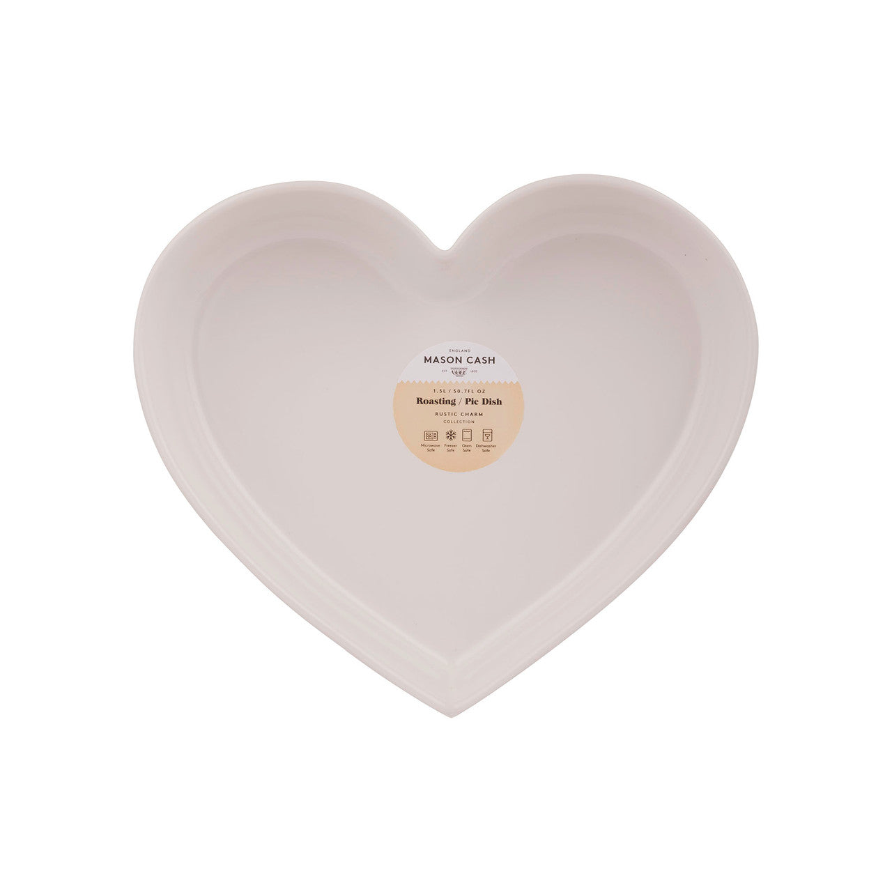 Heart-shaped plate with 'Mason Cash' branding on a white background